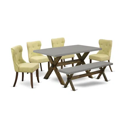 East West Furniture 6-piece Dining Room Table Set In Yellow