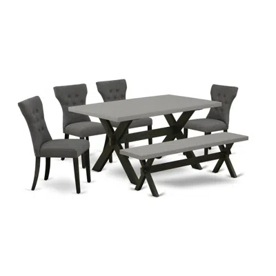 East West Furniture 6-piece Dining Room Table Set In Gray