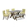 East West Furniture 6-piece Dining Room Table Set-limelight Linen Fabric Seat And Button Tufted Back Parson Dining Chair