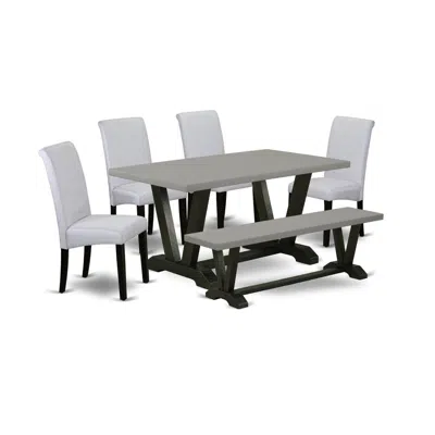 East West Furniture 6 Piece Dining Room Table Set In Multi