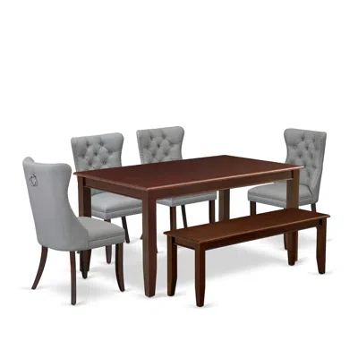 East West Furniture 6 Piece Dining Set In Multi