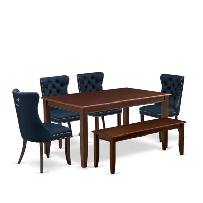 East West Furniture 6 Piece Dining Set Consists Of A Rectangle Kitchen Table