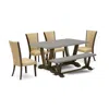 East West Furniture 6 Piece Dining Table Set - 4 Brown Linen Fabric Mid Century Chair With Nailheads And Cement Modern D In Neutral
