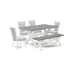 East West Furniture 6 Piece Dining Table Set - 4 Grey Linen Fabric Dining Room Chair With Nailheads And Cement Kitchen T In Multi
