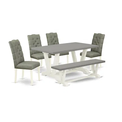 East West Furniture 6-piece Dining Table Set In Multi