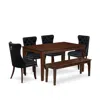 East West Furniture 6 Piece Dining Table Set Consists Of A Rectangle Kitchen Table In Black