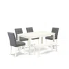 East West Furniture 6 Piece Dining Table Set Contain A Modern Table A Wooden Bench In Gray