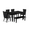 East West Furniture 6 Piece Dining Table Set Contains A Rectangle Solid Wood Table In Black