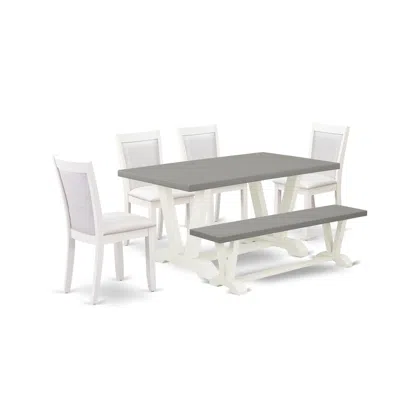 East West Furniture 6-piece Dining Table Set Includes A Wood Dining Table In White