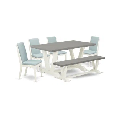 East West Furniture 6-piece Gorgeous Rectangular Table Set An Excellent Cement Color Dining Room Table Top And Cement Co In Multi