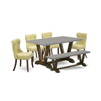 East West Furniture 6-piece Kitchen Dining Table Set In Multi