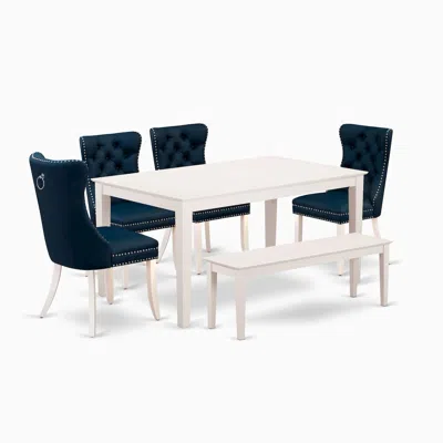 East West Furniture 6 Piece Kitchen Table & Chairs Set In Blue