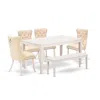 East West Furniture 6 Piece Kitchen Table & Chairs Set In Neutral