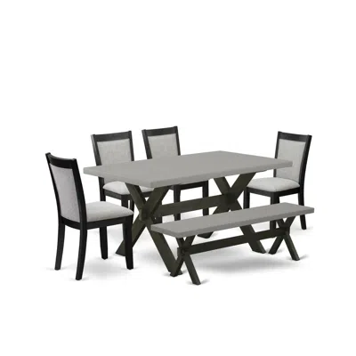 East West Furniture 6 Piece Kitchen Table Set In Gray
