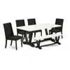 East West Furniture 6-piece Mid Century Dining Table Set In Black