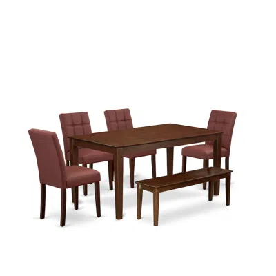 East West Furniture 6 Piece Mid Century Modern Dining Set Consists A Mid Century Table