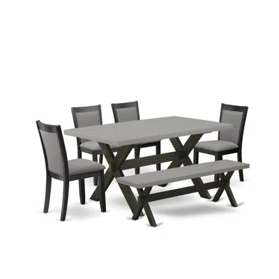 East West Furniture 6 Piece Modern Dining Set In Gray