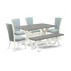 East West Furniture 6 Piece Modern Dining Table Set - 4 Baby Blue Linen Fabric Parson Dining Chairs With Nailheads And C In Blue