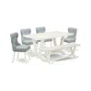 East West Furniture 6-piece Modern Dining Table Set- 4 Mid Century Dining Chairs With Baby Blue Linen Fabric Seat And Bu In Multi