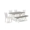 East West Furniture 6-piece Modern Dining Table Set Includes A Kitchen Table - 4 Cream Linen Fabric Dining Chairs With S In Multi