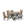 East West Furniture 6-piece Stylish Dining Table Set An Excellent Cement Color Dining Table Top And Cement Color Dining  In Multi