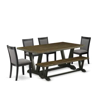 East West Furniture 6 Piece Table Set In Brown