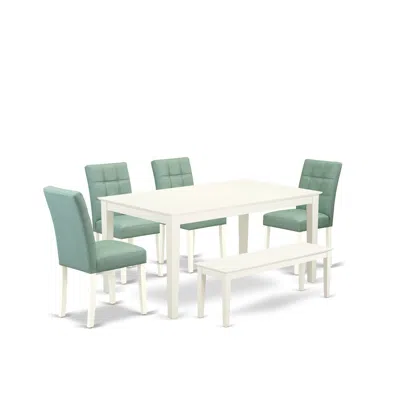 East West Furniture 6 Piece Table Set Consists A Wood Table In White