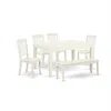 East West Furniture 6-pieces Kitchen Table Set - 1 Modern Rectangular Table And 4 Wooden Dining Room Chairs With One Din In White