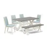 East West Furniture 6pc Wood Dining Table Set Includes A Dining Room Table, 4 Parson Chairs With Baby Blue Color Linen F In Blue