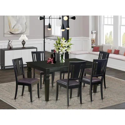 East West Furniture 7 Pc Dinette Set -kitchen Table And 6 Dining Chairs In Black