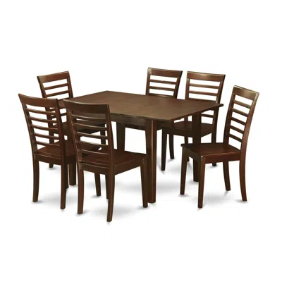 East West Furniture 7 Pc Dinette Set For Small Spaces-kitchen Table And 6 Chairs For Dining Room