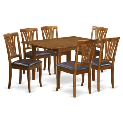 East West Furniture 7 Pc Dinette Set For Small Spaces-kitchen Tables And 6 Dining Chairs In Brown