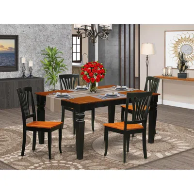 East West Furniture 7 Pc Dinette Set With A Dinning Table And 6 Wood Dining Chairs In Black
