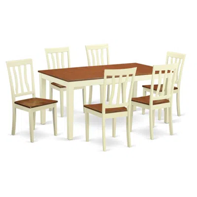 East West Furniture 7 Pc Dinette Table Set -dining Table And 6 Dining Chairs