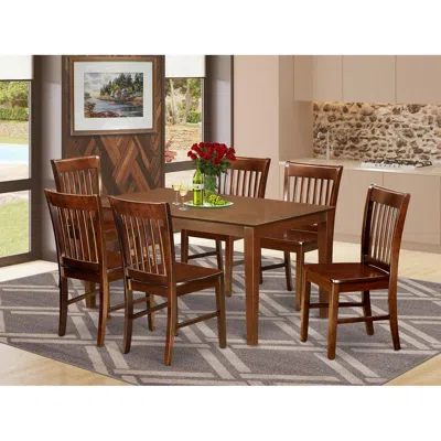 East West Furniture 7 Pc Dining Room Set - Dinette Table And 6 Dining ...