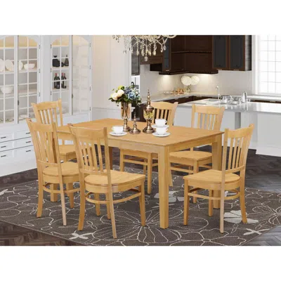 East West Furniture 7 Pc Dining Room Set - Dinette Table And 6 Kitchen Chairs In Brown