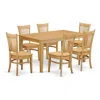 East West Furniture 7 Pc Dining Room Set - Dining Table And 6 Dining Chairs In Brown