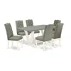 East West Furniture 7-pc Dining Room Set- 6 Kitchen Chairs With Smoke Linen Fabric Seat And Button Tufted Chair Back In Gray
