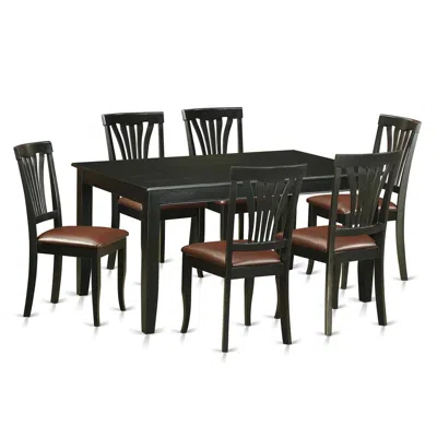 East West Furniture 7 Pc Dining Room Set -kitchen Table And 6 Dining Chairs