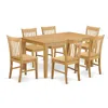 East West Furniture 7 Pc Dining Room Set-dinette Table And 6 Dining Chairs In Brown
