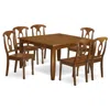 East West Furniture 7 Pc Dining Room Set-dinette Table With Leaf And 6 Kitchen Chairs. In Brown