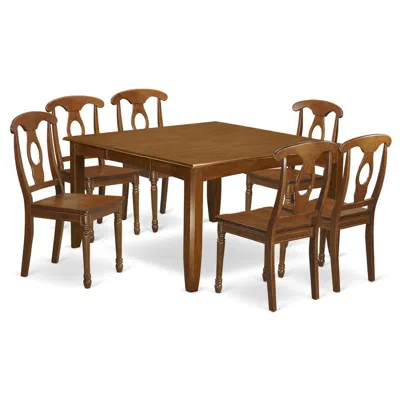 East West Furniture 7 Pc Dining Room Set-dinette Table With Leaf And 6 Kitchen Chairs.