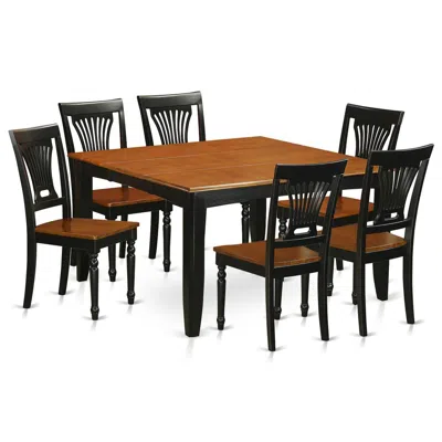 East West Furniture 7 Pc Dining Room Set-dining Table And 6 Wood Dining Chairs