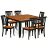 East West Furniture 7 Pc Dining Room Set-dining Table And 6 Wooden Dining Chairs In Brown