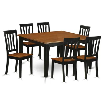 East West Furniture 7 Pc Dining Room Set-dining Table And 6 Wooden Dining Chairs