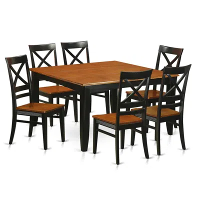 East West Furniture 7 Pc Dining Room Set-dining Table With 6 Wooden Dining Chairs In Brown