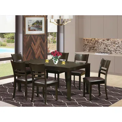 East West Furniture 7 Pc Dining Room Set-dining Table With Leaf And 6 ...