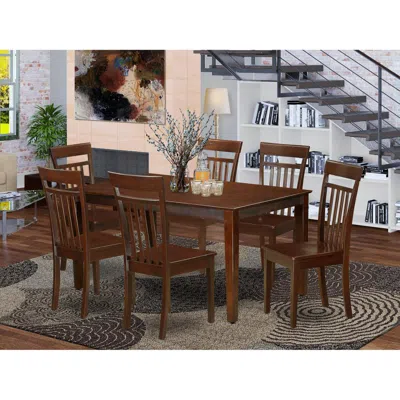 East West Furniture 7 Pc Dining Room Set For 6 - Dining Table And 6 Dining Chairs In Brown