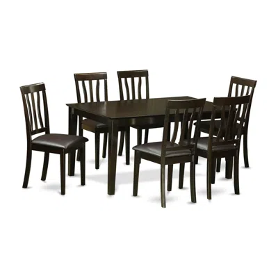 East West Furniture 7 Pc Dining Room Set For 6-dining Table And 6 Dining Chairs In Black