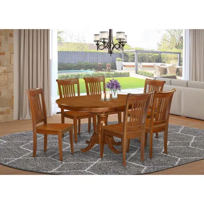 East West Furniture 7 Pc Dining Room Set For 6-oval Dining Table With Leaf And 6 Dining Chairs